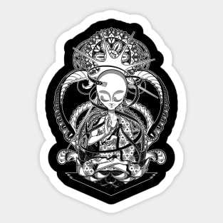 The alien Buddha - Black version Sticker